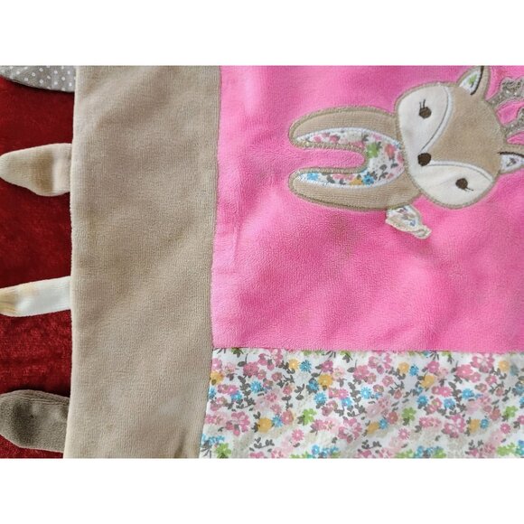 Maison Chic Pink Deer Security Blanket Lovey Teether Taggie Floral Brown Nunu‎ - Picture 5 of 7